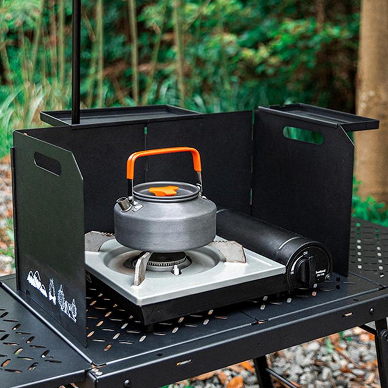 Camping Cooking Wind Blocker - เตาบังลมสำหรับแคมป์ปิ้งกลางแจ้ง, เตาทำอาหารกลางแจ้งพับได้เครื่องมือบังลมกระจกหน้ารถพร้อมกระเป๋าเก็บของ