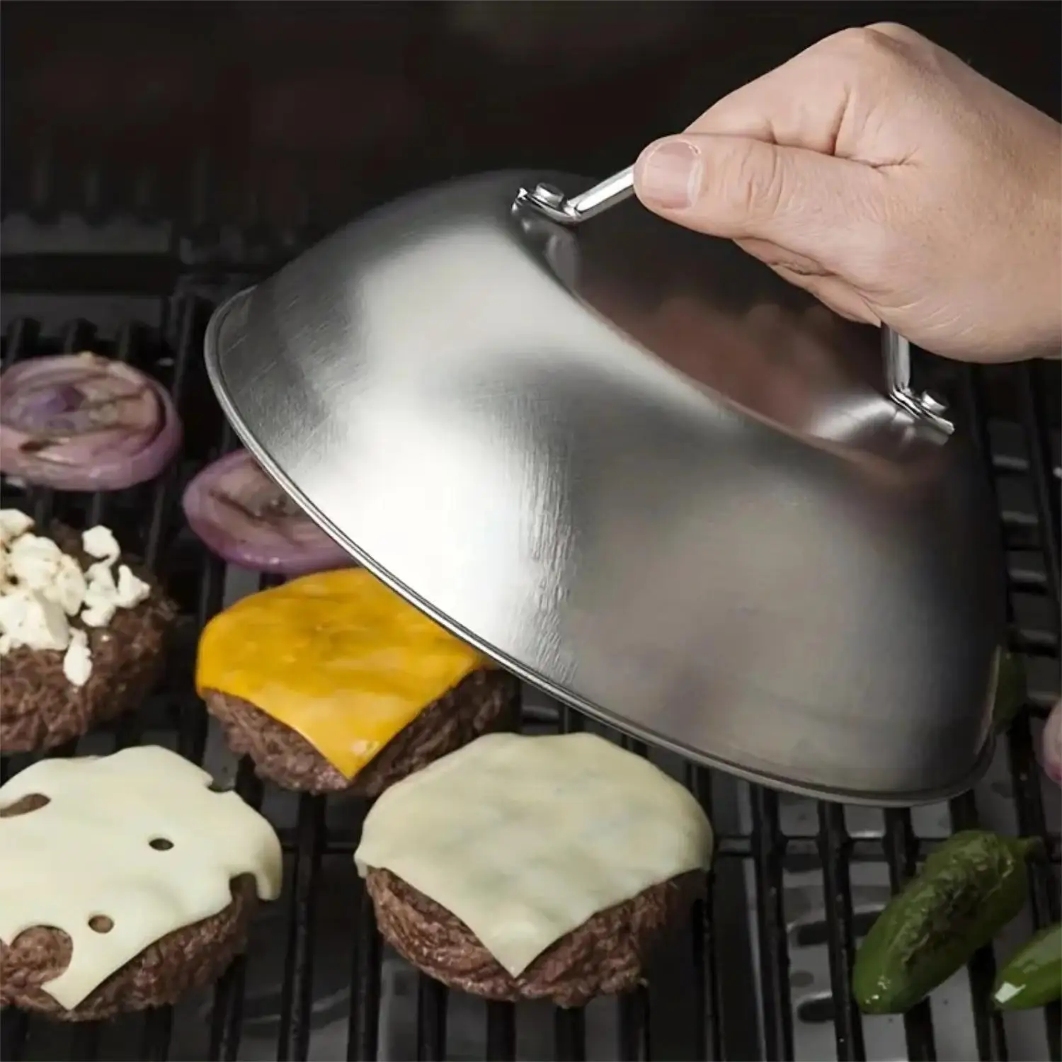 Camping Cooking Box - ที่ปัดคราบสแตนเลสขนาด 9 นิ้ว อุปกรณ์เสริมสำหรับเตาบาร์บีคิว เหมาะสำหรับการตั้งแคมป์กลางแจ้ง ปิกนิก