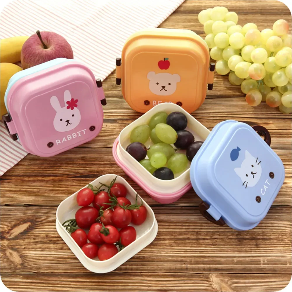 Camping Cooking Box - เด็กมินิน่ารักการ์ตูนกล่องเก็บอาหารโรงเรียนกล่องอาหารกลางวันแบบพกพาพลาสติกเกรดอาหารนักเรียนของขวัญขนาดเล็ก Camping Cook ชุด
