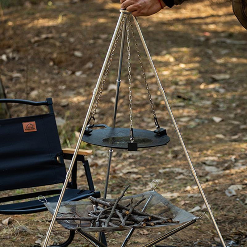 Camping Cooking One Pot - อลูมิเนียมCamping Bonfireขาตั้งกล้องแบบพกพาสามเหลี่ยมสําหรับแขวนหม้อกลางแจ้งCampfireเครื่องครัวทําอาหารปิคนิคย่างเครื่องมือ