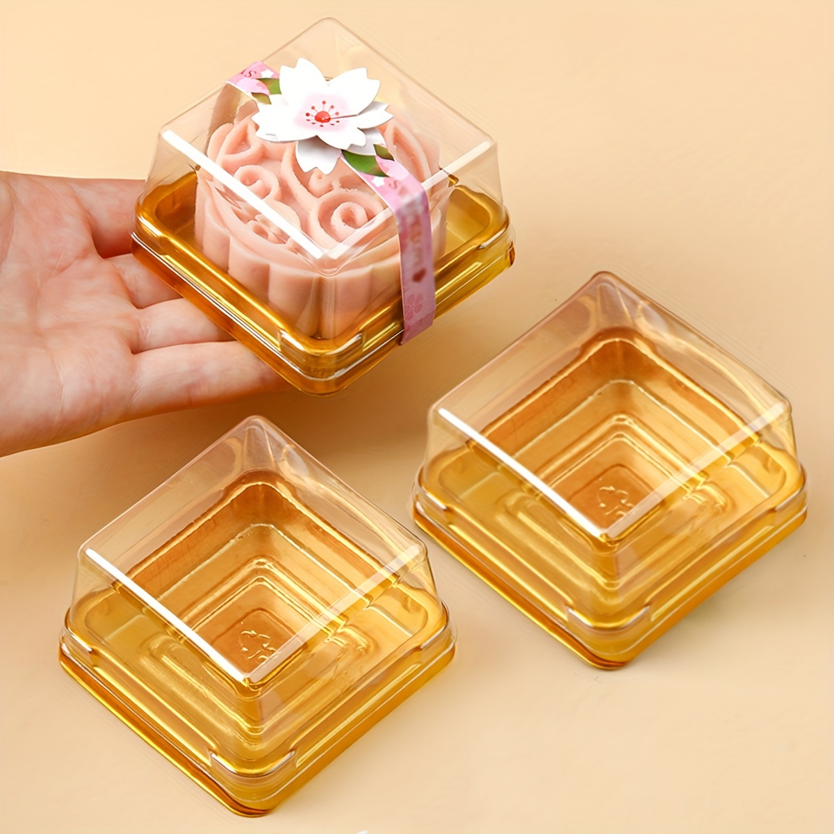 Camping Cooking Box - ชุดกล่องเค้กมินิพลาสติกใส 50 ชิ้นเบเกอรี่และเครื่องมือห้องครัว เหมาะสําหรับการตั้งแคมป์ การรับประทานอาหาร ร้านอาหาร