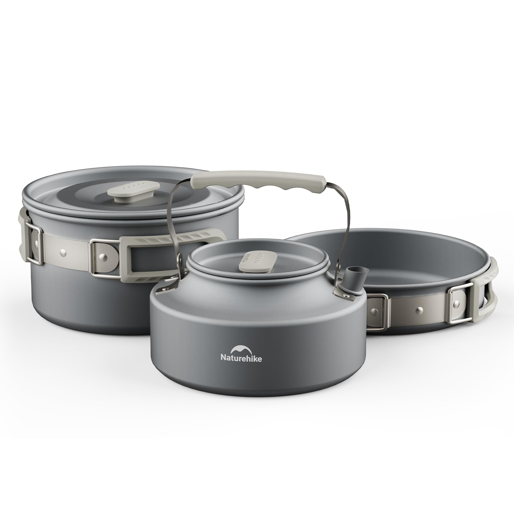 Camping Cooking Pot Large - เนเจอร์ไฮค์หม้อซุปแคมป์ปิ้งพร้อมฝาปิด ชุดหม้อแขวนแบบพกพาขนาดใหญ่สำหรับ 2-4 คน