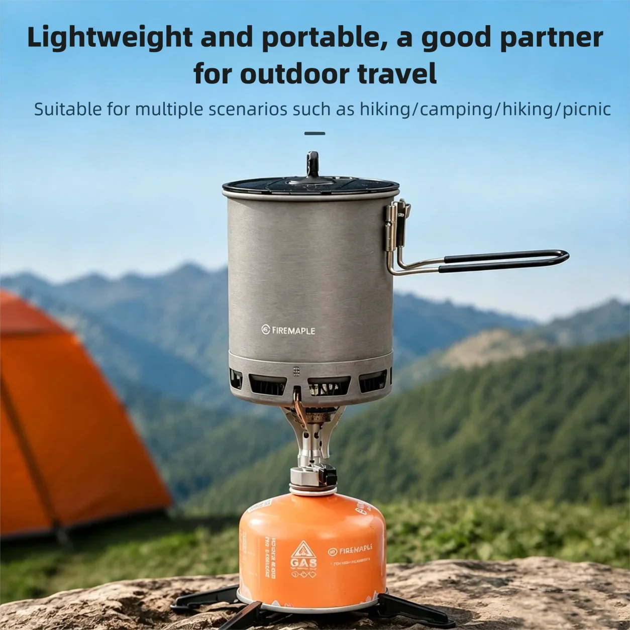 Camping Cooking One Pot - ชุดอุปกรณ์ทำอาหารสำหรับตั้งแคมป์น้ำหนักเบาพิเศษ ชุดหม้อและเตาสำหรับเดินทางแบบแบ็คแพ็ค อุปกรณ์ทำอาหารพกพาสำหรับกิจกรรมกลางแจ้ง เหมาะสำหรับการเดินป่าและการเดินทางด้วยรถยนต์ส่วนตัว
