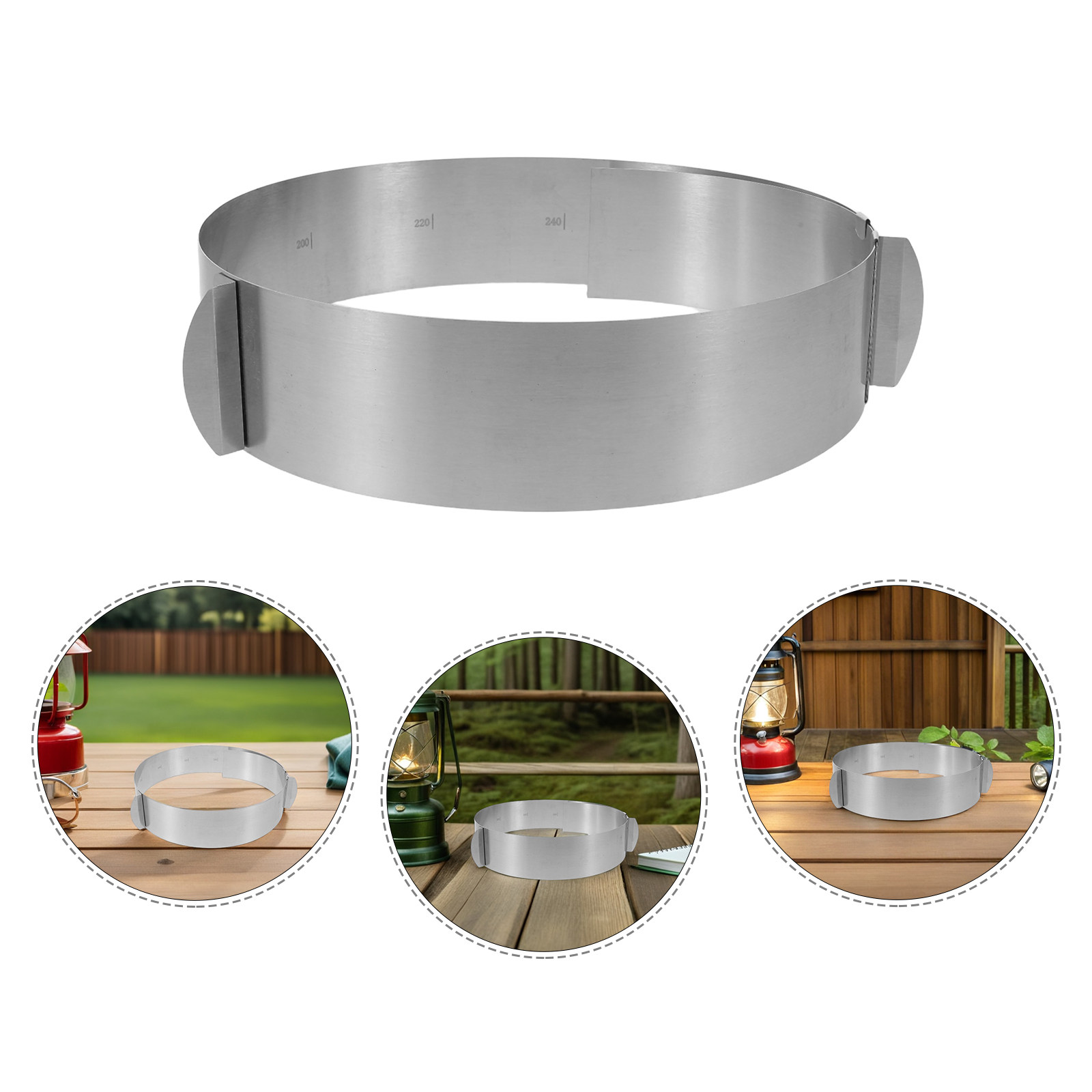 Camping Cooking Wind Blocker - เตาแคมป์ปิ้งแบบปรับได้ ฉากกั้นลมสแตนเลส เส้นผ่านศูนย์กลาง 16-28 ซม. แผงกั้นลม