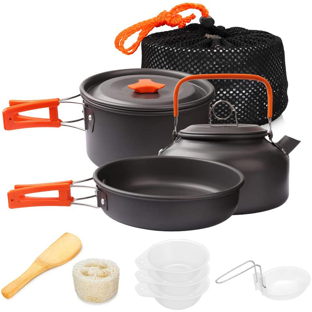 Camping Cooking Pot Set - 1 ชิ้น/1 เซ็ตชุดเครื่องครัวตั้งแคมป์กลางแจ้งชุดทําอาหารอลูมิเนียมอุปกรณ์กลางแจ้งหม้อท่องเที่ยวบนโต๊ะอาหารห้องครัวเดินป่าปิคนิคบาร์บีคิว