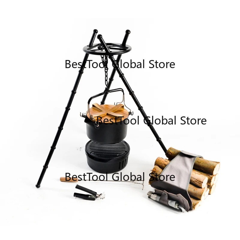 Camping Cooking One Pot - ชุดเครื่องครัวแคมป์ปิ้งอเนกประสงค์ สำหรับทำอาหารกลางแจ้ง พร้อมเขียง กระทะ หม้อ อุปกรณ์อบ