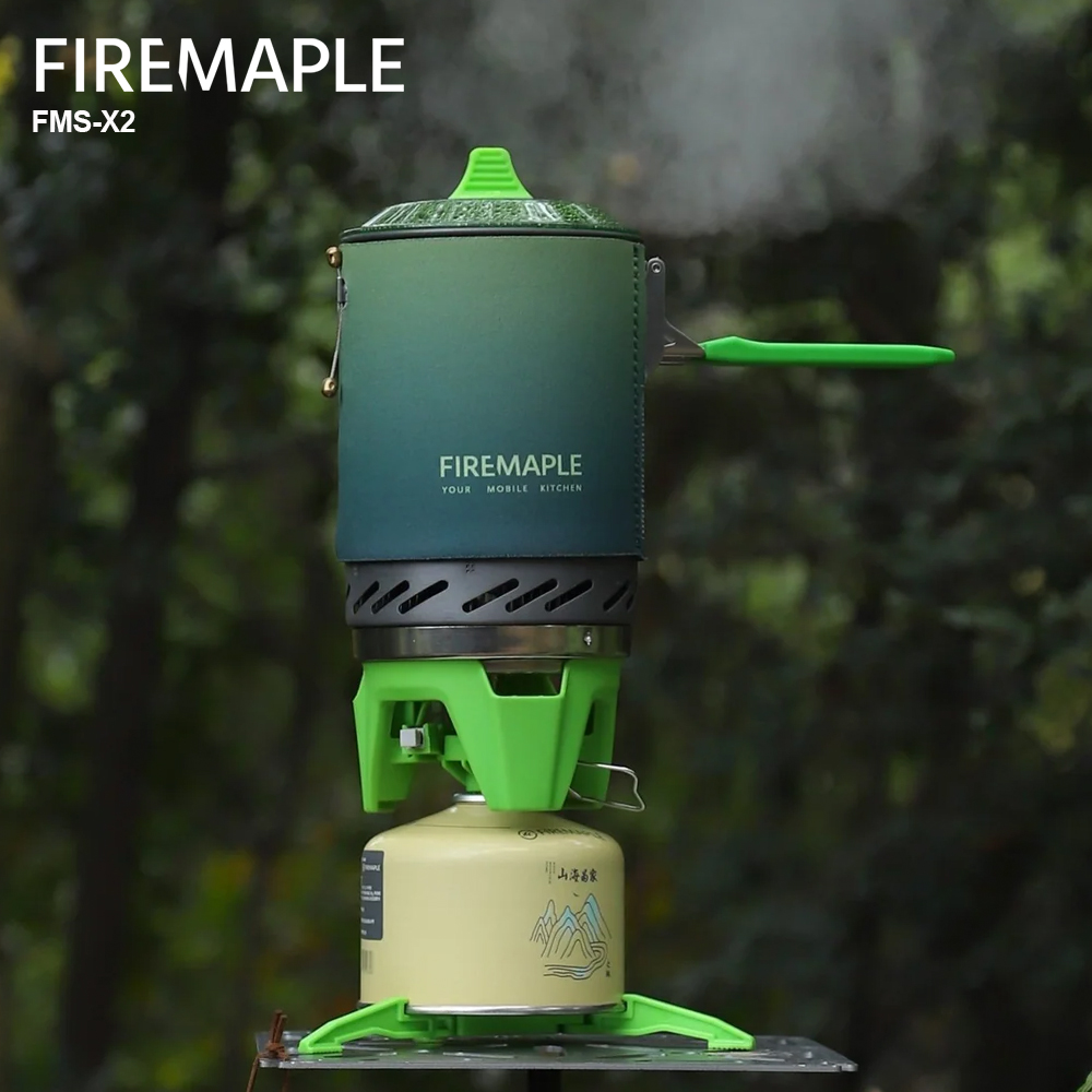 Camping Cooking One Pot - ระบบทำอาหาร FMS-X2เมเปิ้ลไฟหม้อ kompor Gas กลางแจ้งแบบพกพาหม้อแลกเปลี่ยนความร้อนแบบ piezo