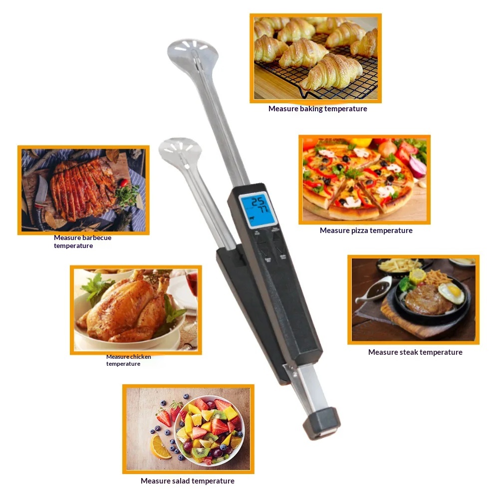 Meat Thermometer Camp - เทอร์โมมิเตอร์วัดอุณหภูมิแบบหนีบ อ่านค่าได้ทันที สำหรับบาร์บีคิวกลางแจ้ง พร้อมไฟแบ็คไลท์ สำหรับการย่าง แคมป์ปิ้ง