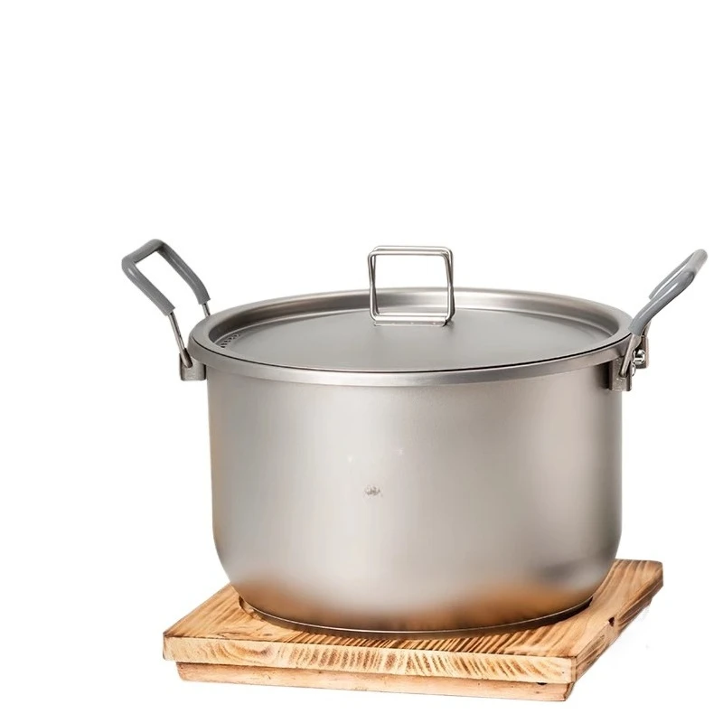 Camping Cooking Pot Large - หม้อไทเทเนียม 6 ลิตร พร้อมฝาปิด ทนทาน ความจุขนาดใหญ่