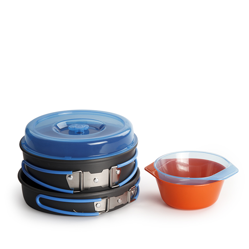 Camping Cooking Pot Set - เครื่องครัวตั้งแคมป์แบกเป้หม้อแพนชามชุดหม้อกลางแจ้งชุดทําอาหารบนโต๊ะอาหารอุปกรณ์ปิกนิกเดินป่า