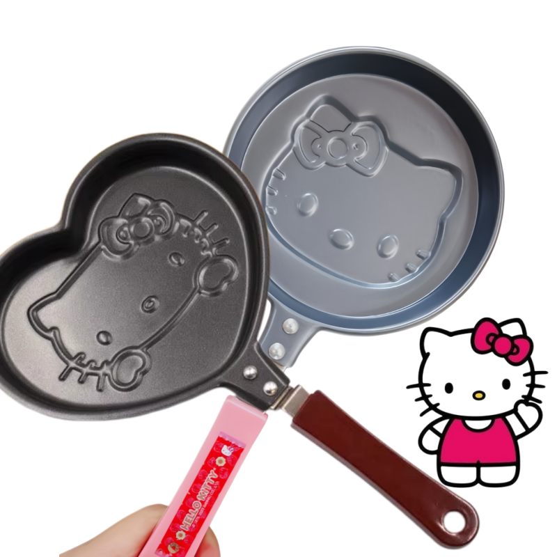 Japan Camping Cooking - กระทะแพนเค้กการ์ตูนเฮลโลคิตตี้ขนาดเล็กน่ารัก ของขวัญวันหยุดสไตล์อนิเมะ สำหรับอาหารเช้า อุปกรณ์ครัว