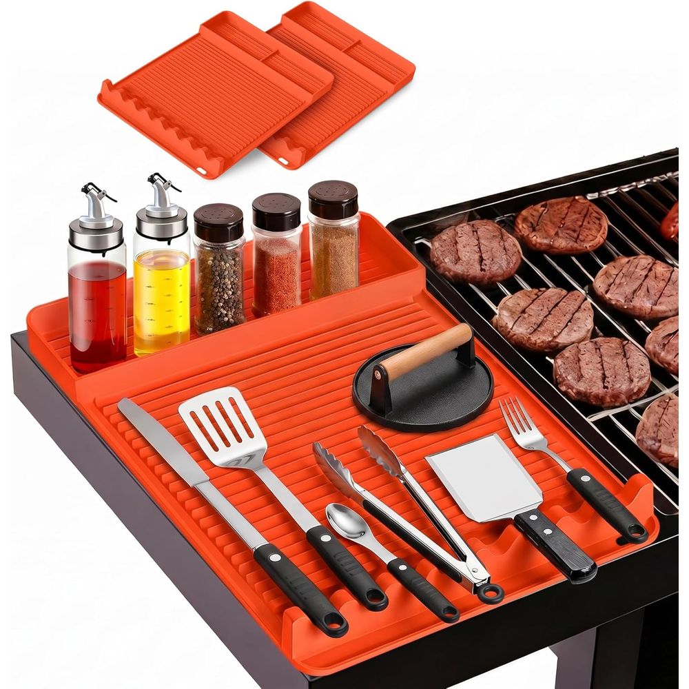 Camping Cooking Bbq - แผ่นรองย่างซิลิโคนทนความร้อน - 16x11.5 นิ้ว แผ่นรองกันลื่นสำหรับบาร์บีคิว อุปกรณ์ทำอาหารกลางแจ้ง