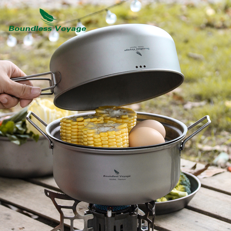 Boundless Voyage ไทเทเนียม Ste - Camping Cooking Pot Set บทวิจารณ์และราคา