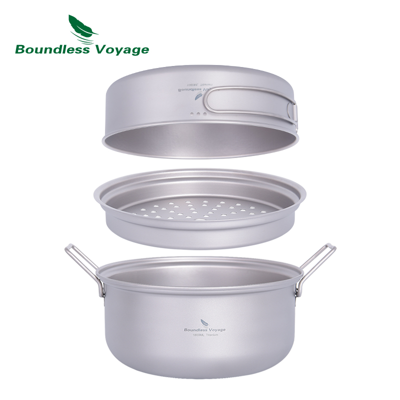 Boundless Voyage ไทเทเนียม Ste - Camping Cooking Pot Set บทวิจารณ์และราคา