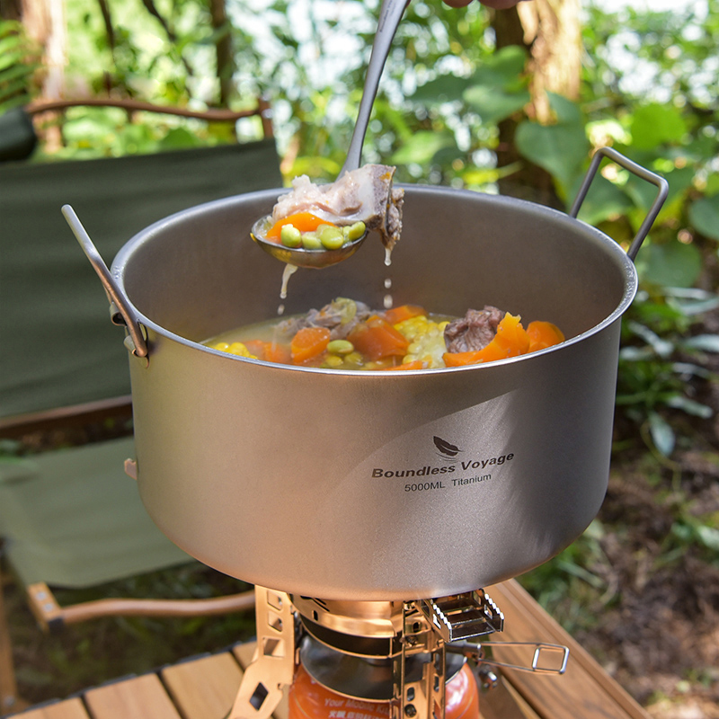 หม้อไทเทเนียมไร้ขอบเขตการเดินท - Camping Cooking Pot Large บทวิจารณ์และราคา
