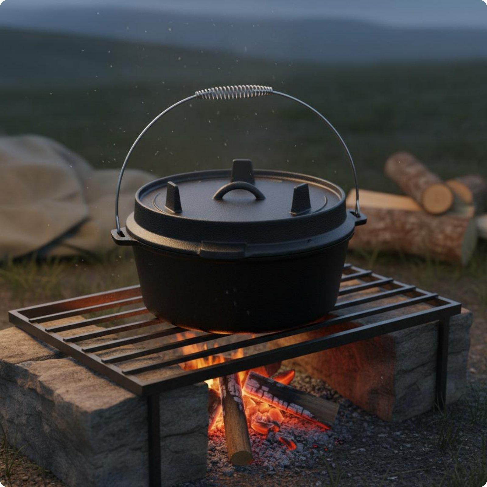 หม้อเหล็กหล่อสำหรับทำอาหารกลาง - Camp Dutch Oven Cast บทวิจารณ์และราคา