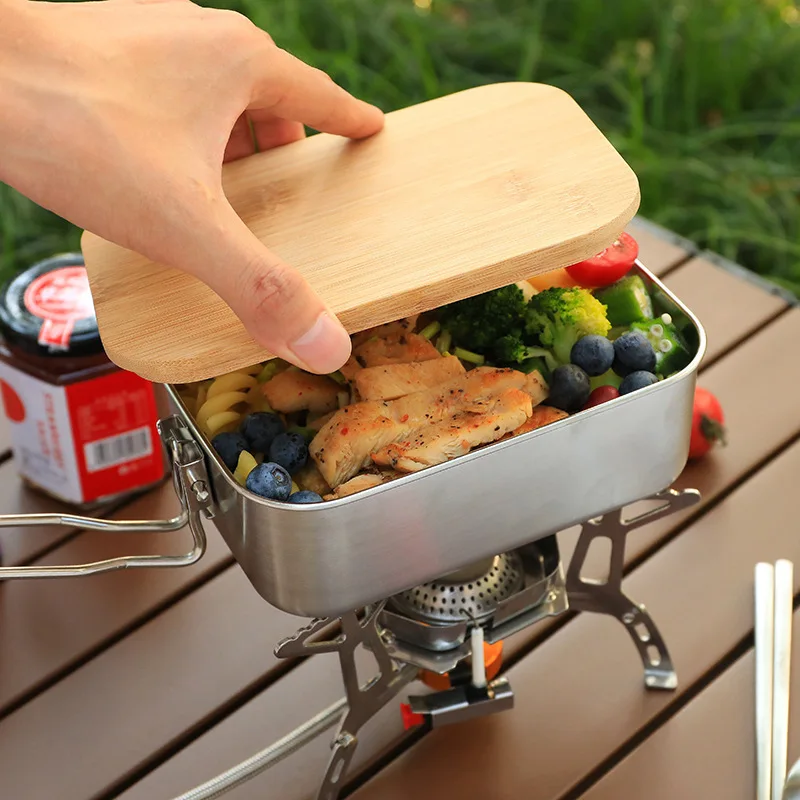 304 สแตนเลสกล่องอาหารกลางวันกล - Camping Cooking Box บทวิจารณ์และราคา