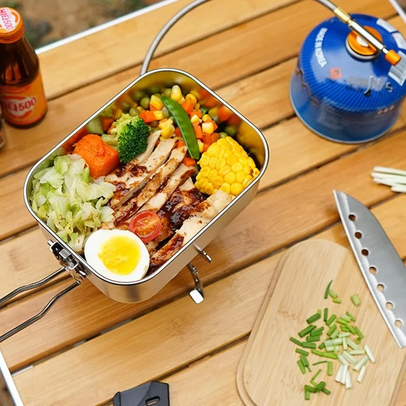 304 สแตนเลสกล่องอาหารกลางวันกล - Camping Cooking Box บทวิจารณ์และราคา