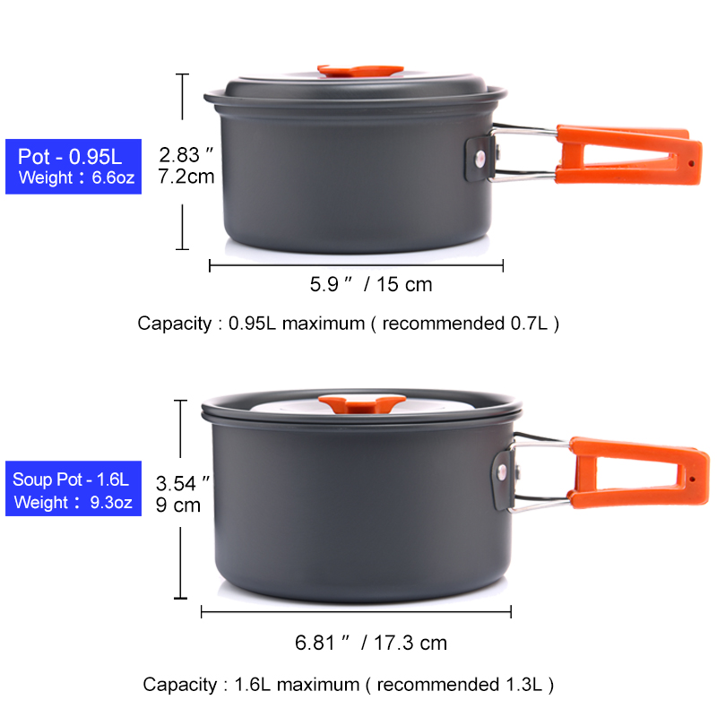 Widea เครื่องใช้บนโต๊ะอาหารสำห - Camping Cooking Pot Set บทวิจารณ์และราคา