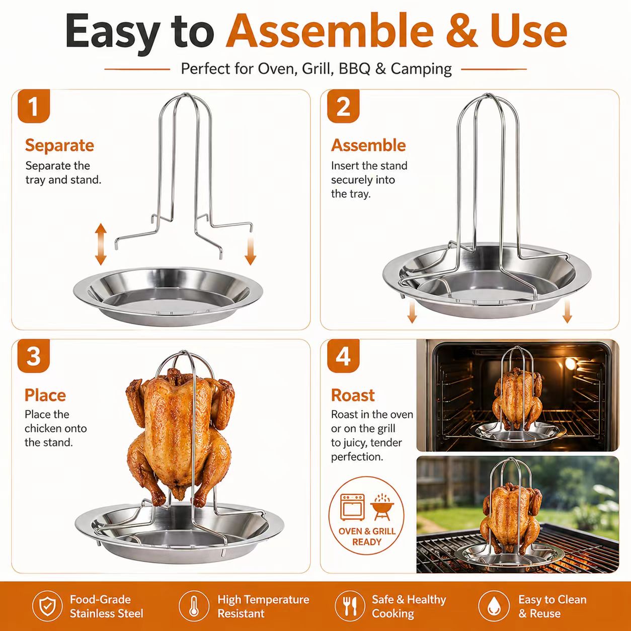ขาตั้งย่างไก่แบบพกพาสำหรับบาร์ - Camping Cooking Bbq บทวิจารณ์และราคา
