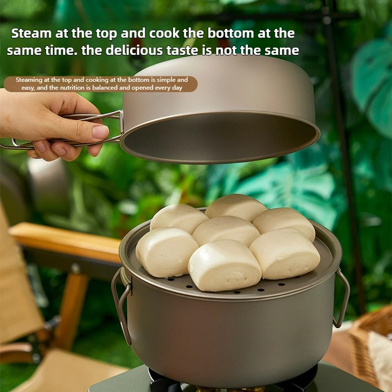 ไทเทเนียมกลางแจ้งชุดหม้อปิคนิค - Camping Cooking Pot Set บทวิจารณ์และราคา