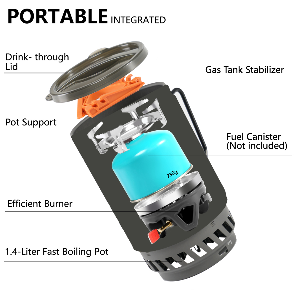 APG แบบพกพา 1400ml ระบบทําอาหา - Camping Cooking One Pot บทวิจารณ์และราคา