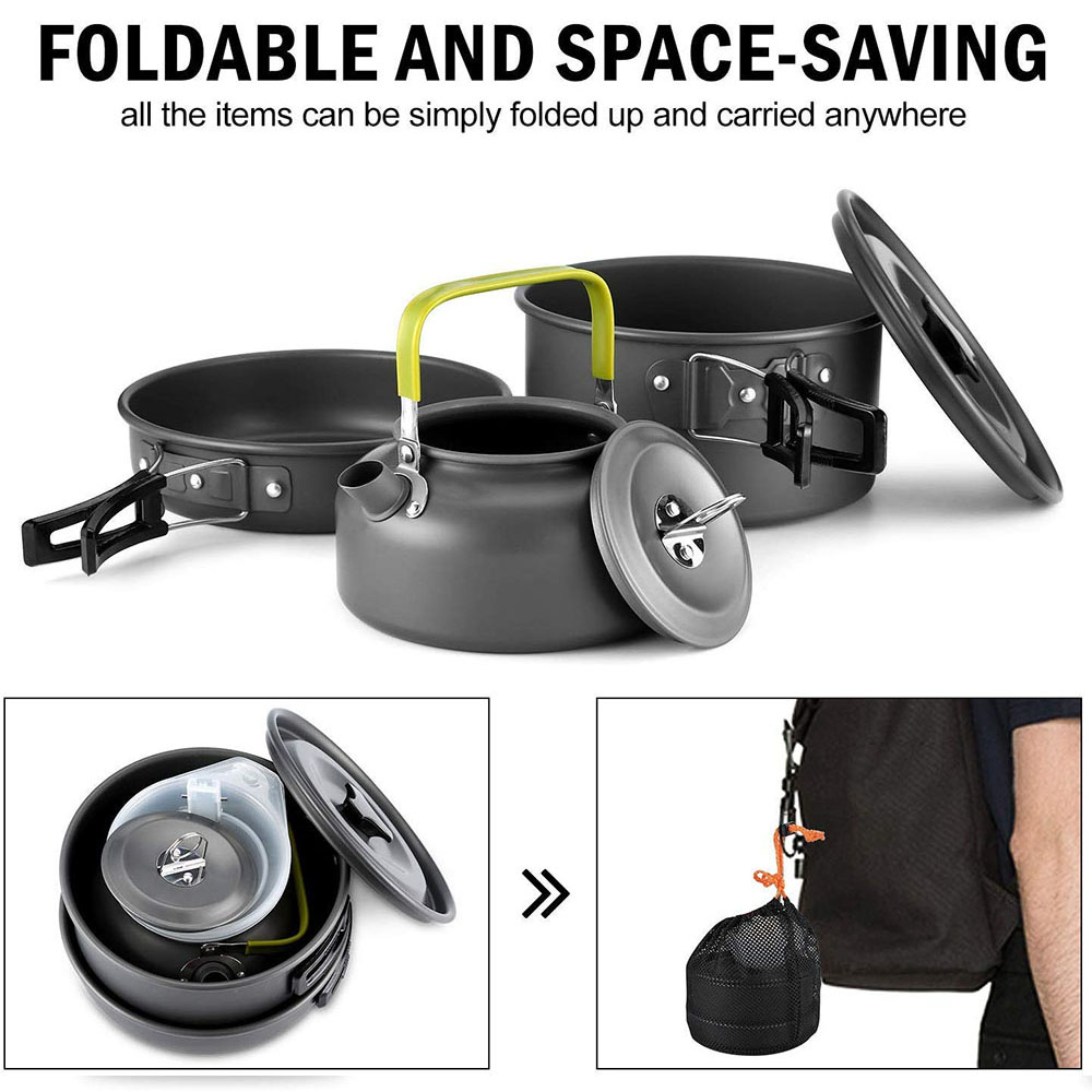 ชุดเครื่องครัวสำหรับตั้งแคมป์ก - Camping Cooking Pot Set บทวิจารณ์และราคา