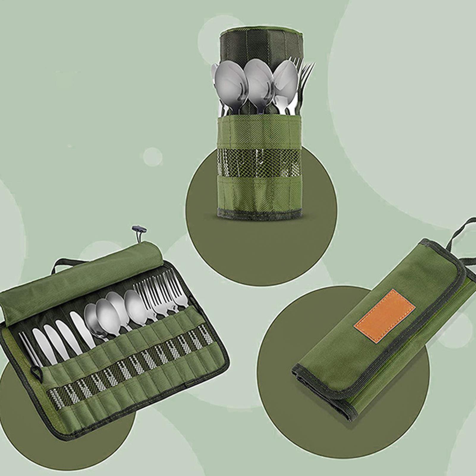 กระเป๋าใส่ช้อนส้อมสำหรับแคมป์ป - Camping Cooking Utensil Roll บทวิจารณ์และราคา