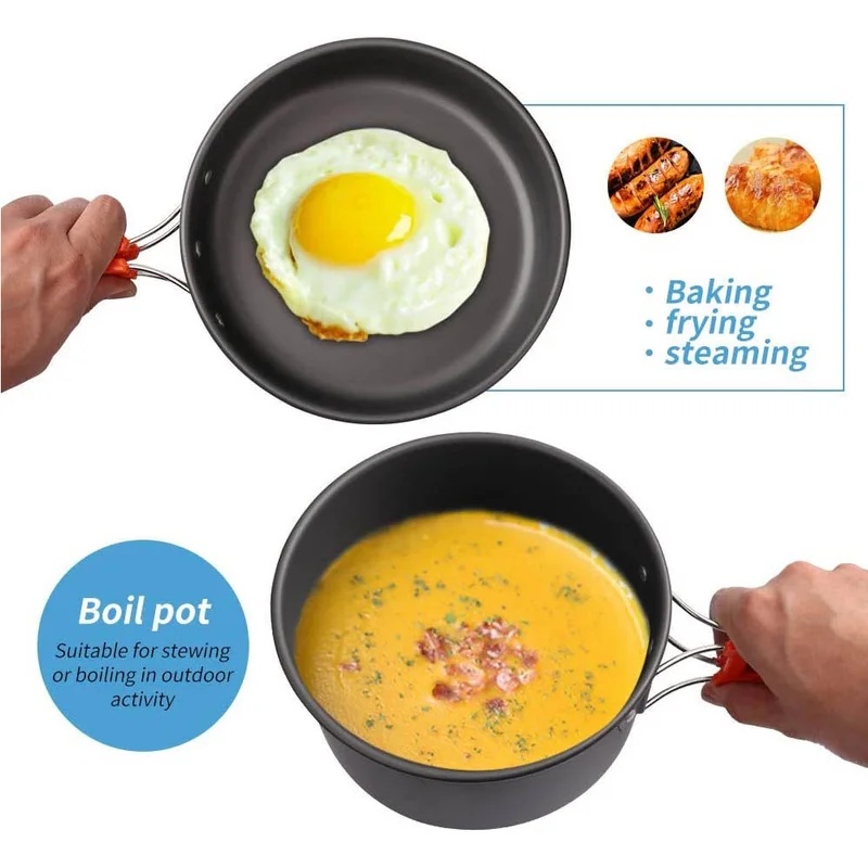 ชุดอุปกรณ์ทำอาหารสำหรับตั้งแคม - Camping Cooking Pot Set บทวิจารณ์และราคา